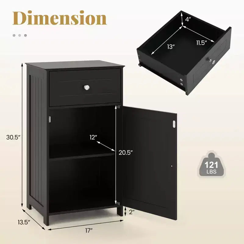 Costway Meuble de Rangement sur Pied pour Salle de Bain Armoire Tiroir Étagère Serviette de Bain Blanc/Gris/Noir