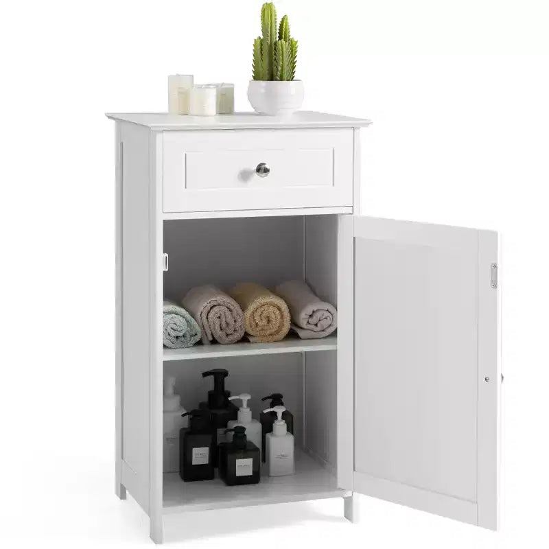 Costway Meuble de Rangement sur Pied pour Salle de Bain Armoire Tiroir Étagère Serviette de Bain Blanc/Gris/Noir