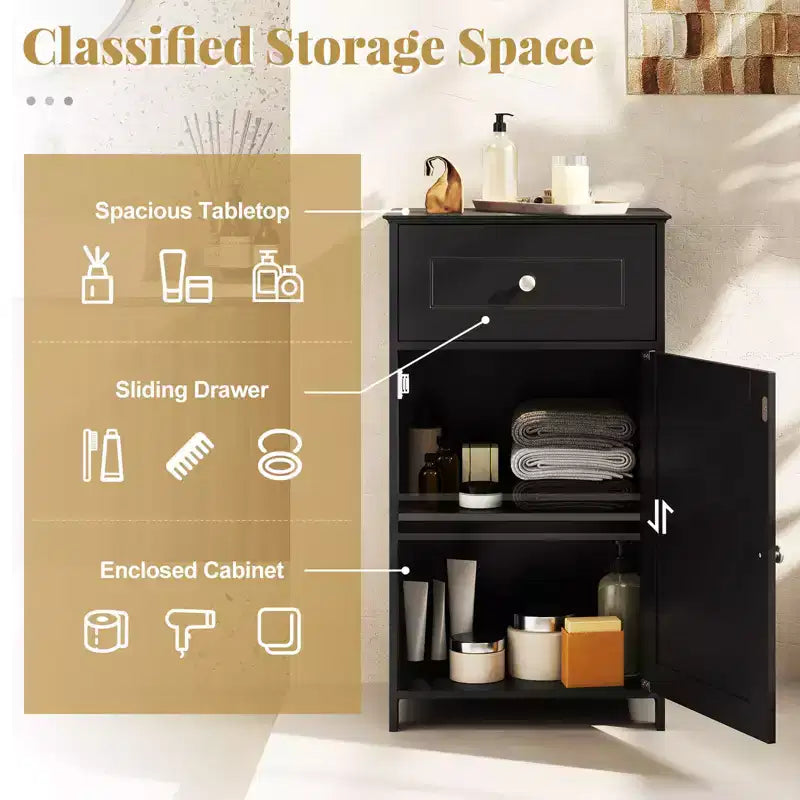 Costway Meuble de Rangement sur Pied pour Salle de Bain Armoire Tiroir Étagère Serviette de Bain Blanc/Gris/Noir