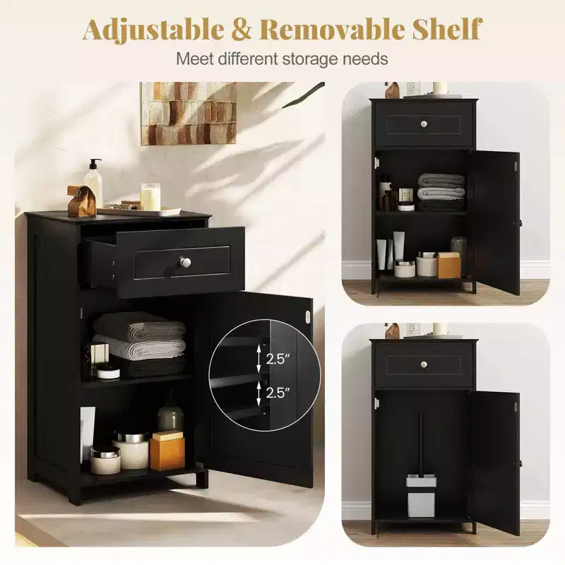 Costway Meuble de Rangement sur Pied pour Salle de Bain Armoire Tiroir Étagère Serviette de Bain Blanc/Gris/Noir