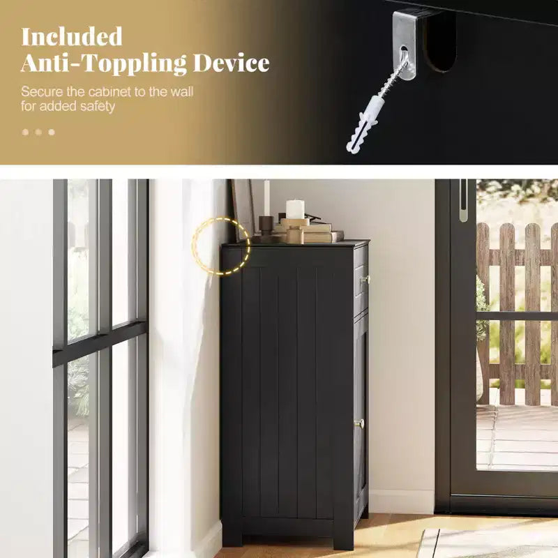 Costway Meuble de Rangement sur Pied pour Salle de Bain Armoire Tiroir Étagère Serviette de Bain Blanc/Gris/Noir