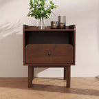 Ensemble de chambre à coucher Roundhill Furniture Wyller 3 pièces, lit plateforme avec deux tables de chevet, Noyer naturel, Grand lit