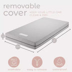 Matelas de Berceau Modera Premium en Mousse à Mémoire de Forme Recto Verso Infusée au Charbon de Bambou, Housse Imperméable et Lavable