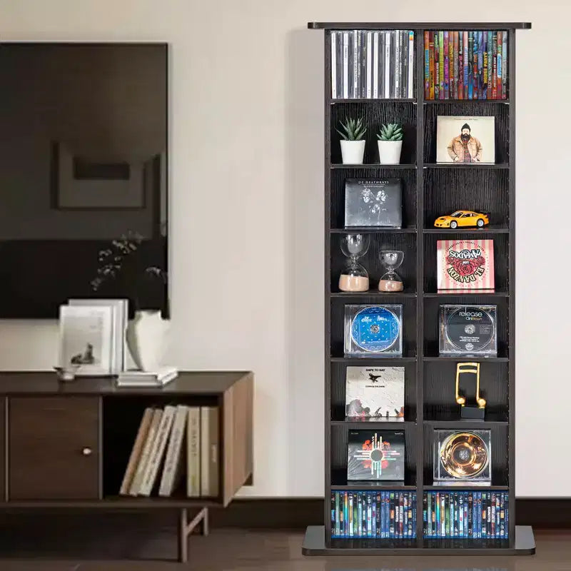 Meuble de rangement multimédia VEVOR, étagère DVD à 8 niveaux pouvant contenir jusqu'à 464 CD, étagères CD réglables à 16 compartiments, protège et organise la musique et les films