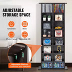 Meuble de rangement multimédia VEVOR, étagère DVD à 8 niveaux pouvant contenir jusqu'à 464 CD, étagères CD réglables à 16 compartiments, protège et organise la musique et les films