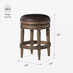 Tabourets de bar pivotants sans dossier Maven Lane 26 Pullman hauteur comptoir en similicuir