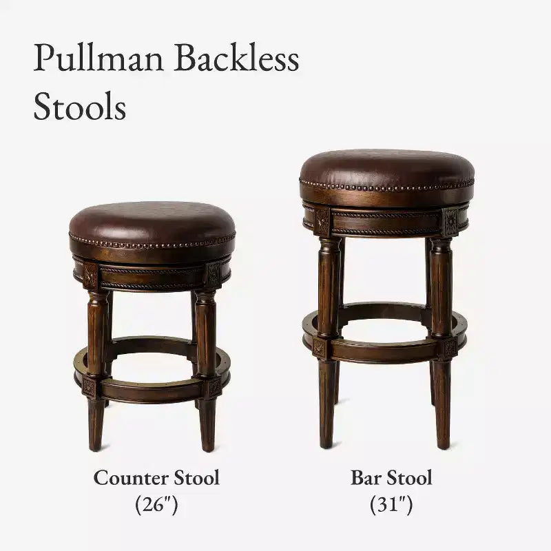 Tabourets de bar pivotants sans dossier Maven Lane 26 Pullman hauteur comptoir en similicuir