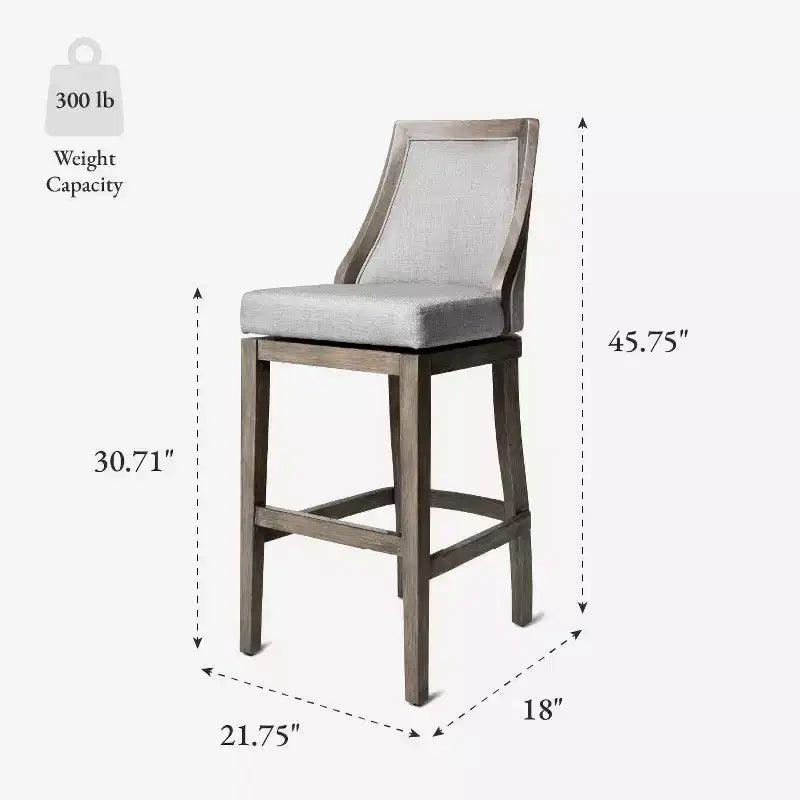 Tabouret de bar Vienna de Maven Lane en tissu d'ameublement, 78,7 cm