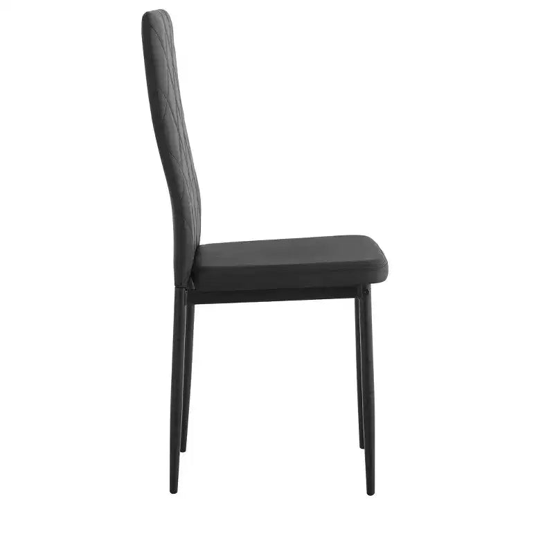 Ensemble de salle à manger 5/7 pièces, table de salle à manger avec chaises en PU et plateau en verre trempé, noir-ModernLuxe