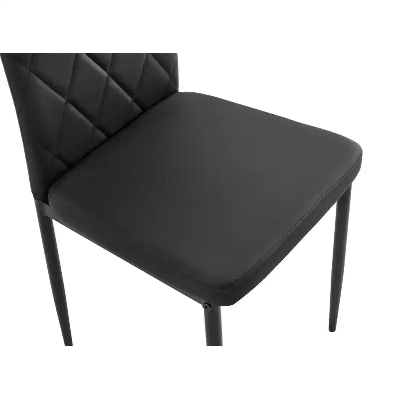 Ensemble de salle à manger 5/7 pièces, table de salle à manger avec chaises en PU et plateau en verre trempé, noir-ModernLuxe