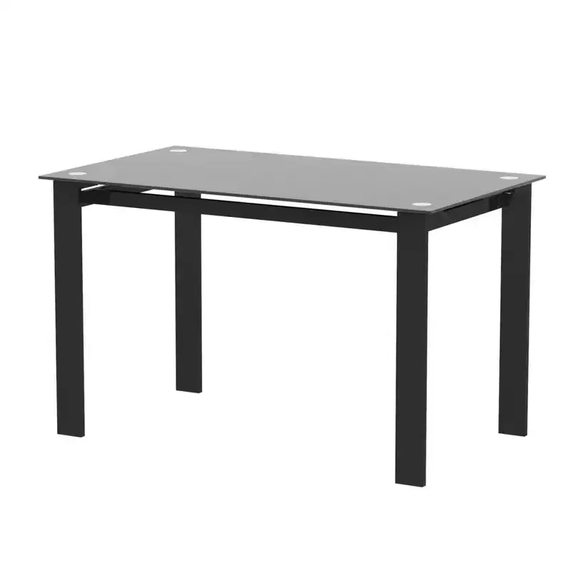 Ensemble de salle à manger 5/7 pièces, table de salle à manger avec chaises en PU et plateau en verre trempé, noir-ModernLuxe