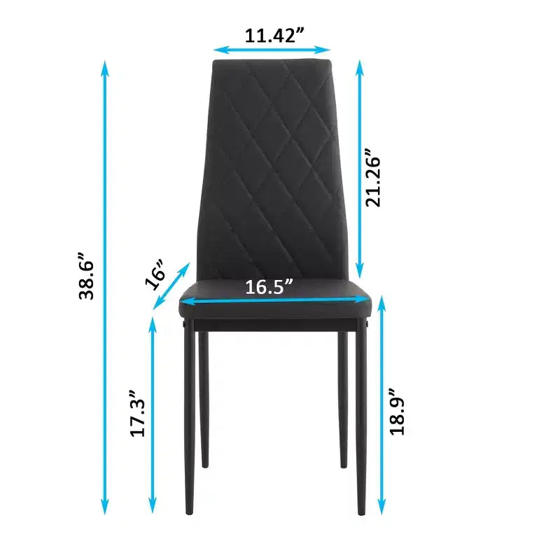 Ensemble de salle à manger 5/7 pièces, table de salle à manger avec chaises en PU et plateau en verre trempé, noir-ModernLuxe