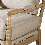Fauteuil d'appoint Okak avec revêtement confortable, coussin amovible, cadre en bois massif, fauteuil de lecture classique et élégant pour salon, salle d'attente