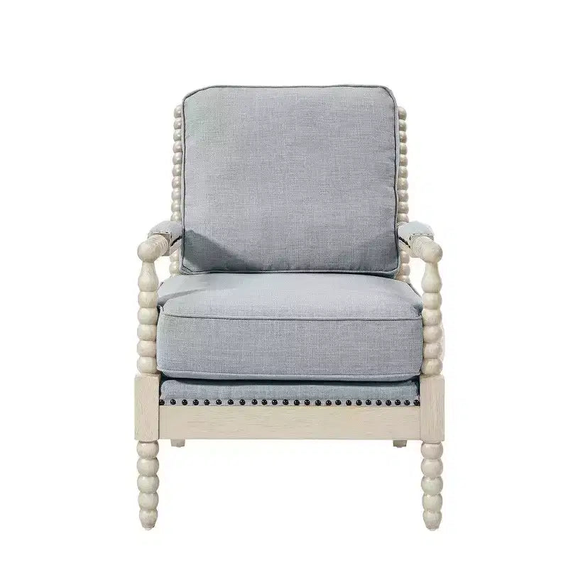Fauteuil d'appoint Okak avec revêtement confortable, coussin amovible, cadre en bois massif, fauteuil de lecture classique et élégant pour salon, salle d'attente