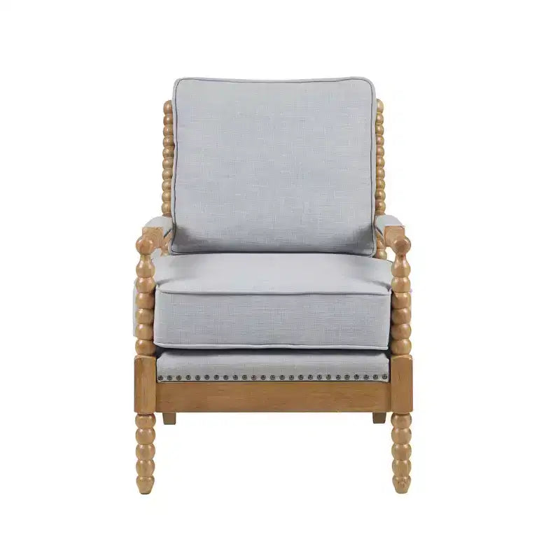 Fauteuil d'appoint Okak avec revêtement confortable, coussin amovible, cadre en bois massif, fauteuil de lecture classique et élégant pour salon, salle d'attente