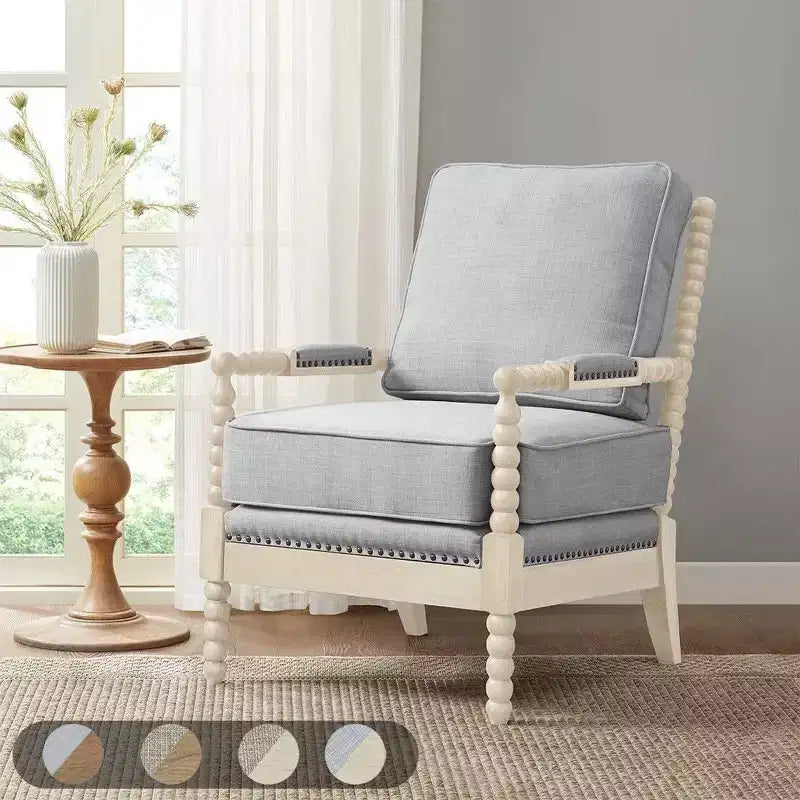 Okak Accent Chair with Comfy Upholstery Removable Cushion Solid Wood Frame Classic Stylish Reading Armchair for Living Room Waiting Room