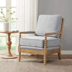 Fauteuil d'appoint Okak avec revêtement confortable, coussin amovible, cadre en bois massif, fauteuil de lecture classique et élégant pour salon, salle d'attente