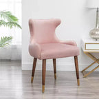 Fauteuil d'appoint contemporain en velours Okak avec garniture cloutée, coussins profonds, fauteuil élégant avec pieds en bois massif pour salon, chambre à coucher