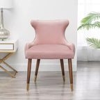 Okak Velvet Contemporary Accent Chair with Nailhead Trim Upholstery Deep Cushions Elegant Armchair with Solid Wood Legs for Living Room Bedroom