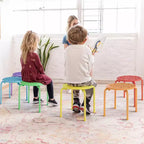 VECELO Tabourets empilables pour salle de classe, Tabourets portables en plastique de 30 cm de hauteur avec patins antidérapants pour l'école, Lot de 6/8