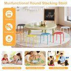 VECELO Tabourets empilables pour salle de classe, Tabourets portables en plastique de 30 cm de hauteur avec patins antidérapants pour l'école, Lot de 6/8
