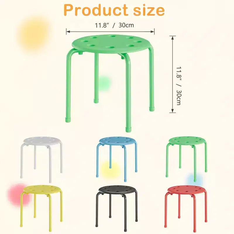 VECELO Tabourets empilables pour salle de classe, Tabourets portables en plastique de 30 cm de hauteur avec patins antidérapants pour l'école, Lot de 6/8