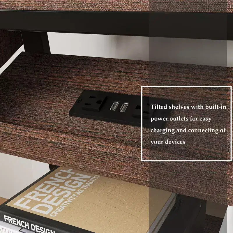 Meuble TV mobile moderne Famapy avec prises de courant intégrées - Prend en charge les téléviseurs de 42 à 60 pouces, design élégant pour les espaces de divertissement à domicile
