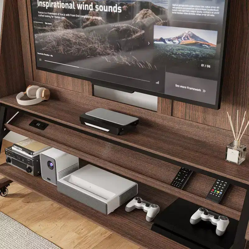 Meuble TV mobile moderne Famapy avec prises de courant intégrées - Prend en charge les téléviseurs de 42 à 60 pouces, design élégant pour les espaces de divertissement à domicile