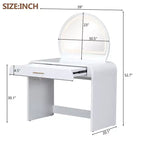 Okak 39 Table de Vanité avec Tiroirs et Lumières, Ensemble Coiffeuse Moderne avec Miroir Tactile Éclairé pour Chambre à Coucher, Blanc