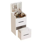 Okak 18.9 Ensemble coiffeuse et tabouret 3-en-1 avec miroir rabattable, coiffeuse compacte avec plateau en verre visible et 3 tiroirs, Blanc