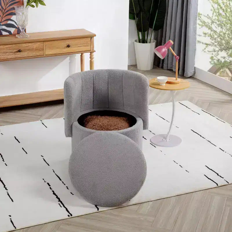 Okak Fauteuil pivotant avec accoudoirs et rotation à 360 degrés, avec espace de rangement, canapé moderne à dossier, fauteuil douillet et doux pour salon et chambre à coucher