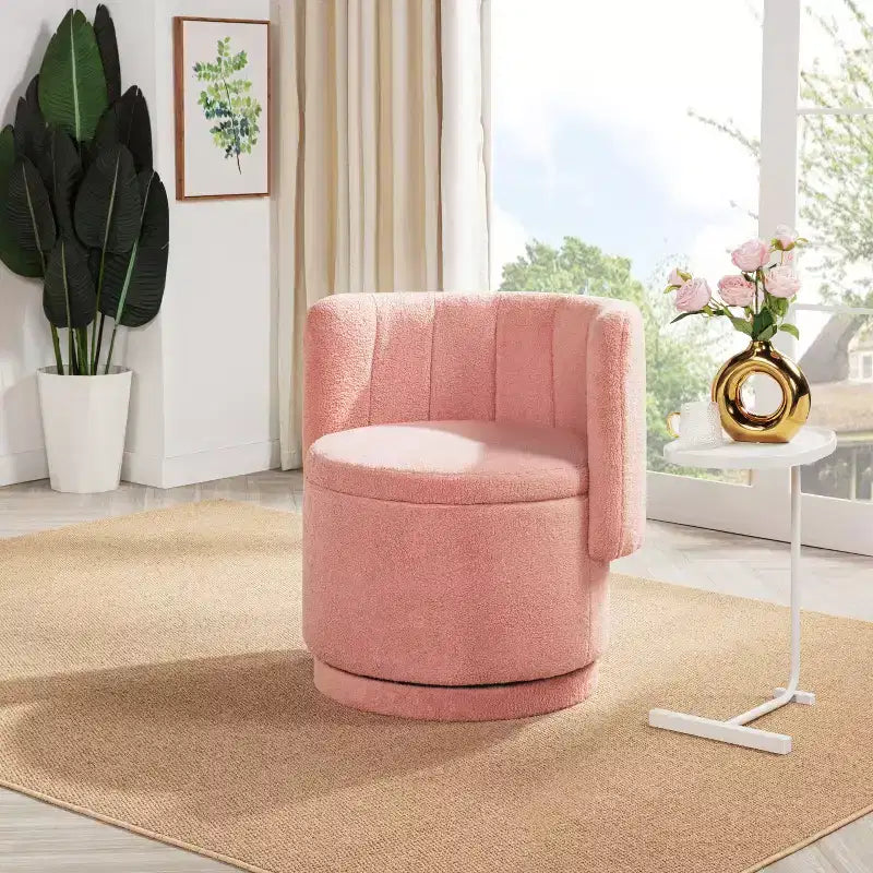 Okak Fauteuil pivotant avec accoudoirs et rotation à 360 degrés, avec espace de rangement, canapé moderne à dossier, fauteuil douillet et doux pour salon et chambre à coucher