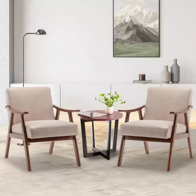 Fauteuils d'appoint Okak pour chambre, chaise moderne du milieu du siècle, cadre en bois massif, fauteuil d'appoint avec dossier extra-épais, fauteuil à oreilles, salle de lecture