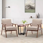 Fauteuils d'appoint Okak pour chambre, chaise moderne du milieu du siècle, cadre en bois massif, fauteuil d'appoint avec dossier extra-épais, fauteuil à oreilles, salle de lecture