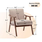 Fauteuils d'appoint Okak pour chambre, chaise moderne du milieu du siècle, cadre en bois massif, fauteuil d'appoint avec dossier extra-épais, fauteuil à oreilles, salle de lecture