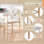Lot de 2 tabourets de bar à manger en bouclette, avec pieds en métal imitation bois pour cuisine, salon, restaurant, café - Morden Fort