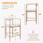 Lot de 2 tabourets de bar à manger en bouclette, avec pieds en métal imitation bois pour cuisine, salon, restaurant, café - Morden Fort