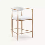 Lot de 2 tabourets de bar à manger en bouclette, avec pieds en métal imitation bois pour cuisine, salon, restaurant, café - Morden Fort