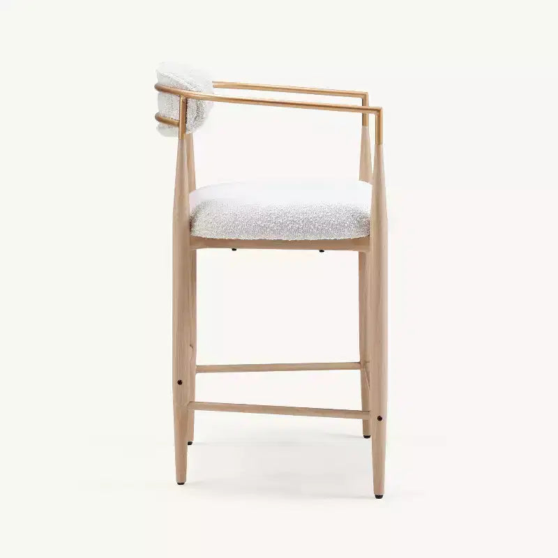 Lot de 2 tabourets de bar à manger en bouclette, avec pieds en métal imitation bois pour cuisine, salon, restaurant, café - Morden Fort