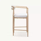 Lot de 2 tabourets de bar à manger en bouclette, avec pieds en métal imitation bois pour cuisine, salon, restaurant, café - Morden Fort