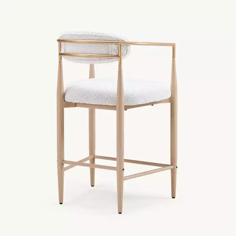 Lot de 2 tabourets de bar à manger en bouclette, avec pieds en métal imitation bois pour cuisine, salon, restaurant, café - Morden Fort
