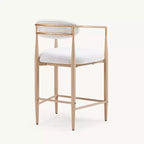 Lot de 2 tabourets de bar à manger en bouclette, avec pieds en métal imitation bois pour cuisine, salon, restaurant, café - Morden Fort