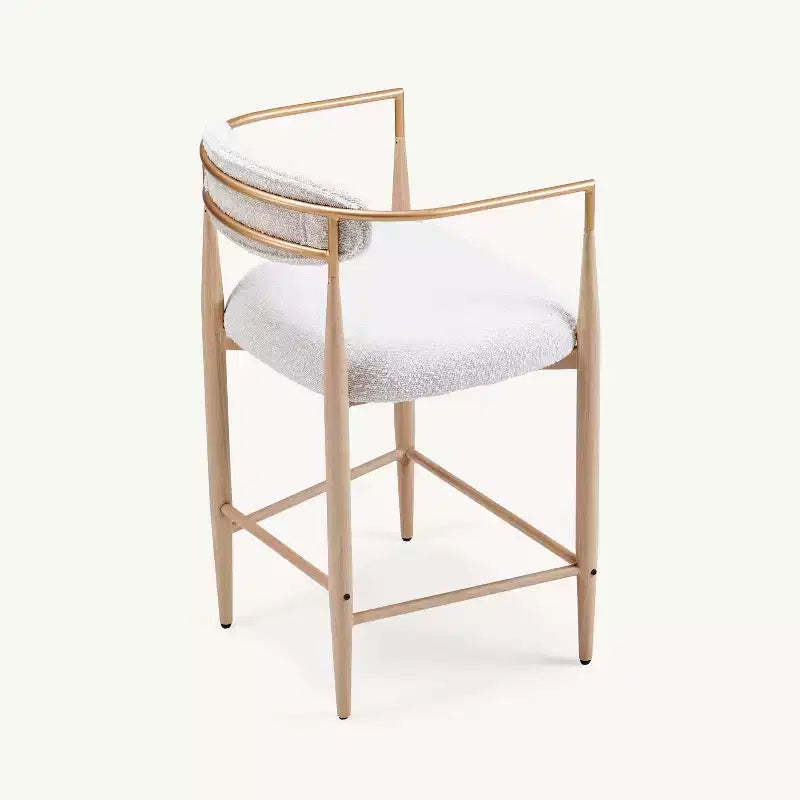 Lot de 2 tabourets de bar à manger en bouclette, avec pieds en métal imitation bois pour cuisine, salon, restaurant, café - Morden Fort