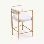 Lot de 2 tabourets de bar à manger en bouclette, avec pieds en métal imitation bois pour cuisine, salon, restaurant, café - Morden Fort