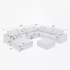 Grand canapé modulaire en duvet 8 places convertible, pour appartement