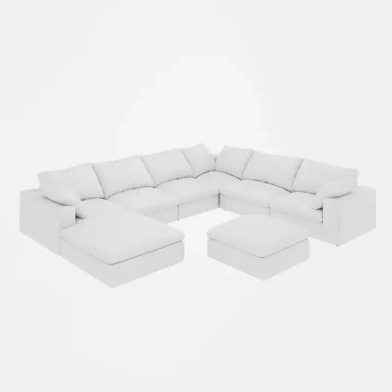 Grand canapé modulaire en duvet 8 places convertible, pour appartement