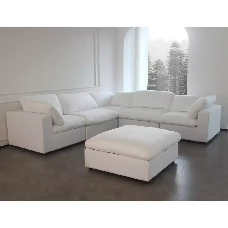 Grand canapé modulaire en duvet 8 places convertible, pour appartement
