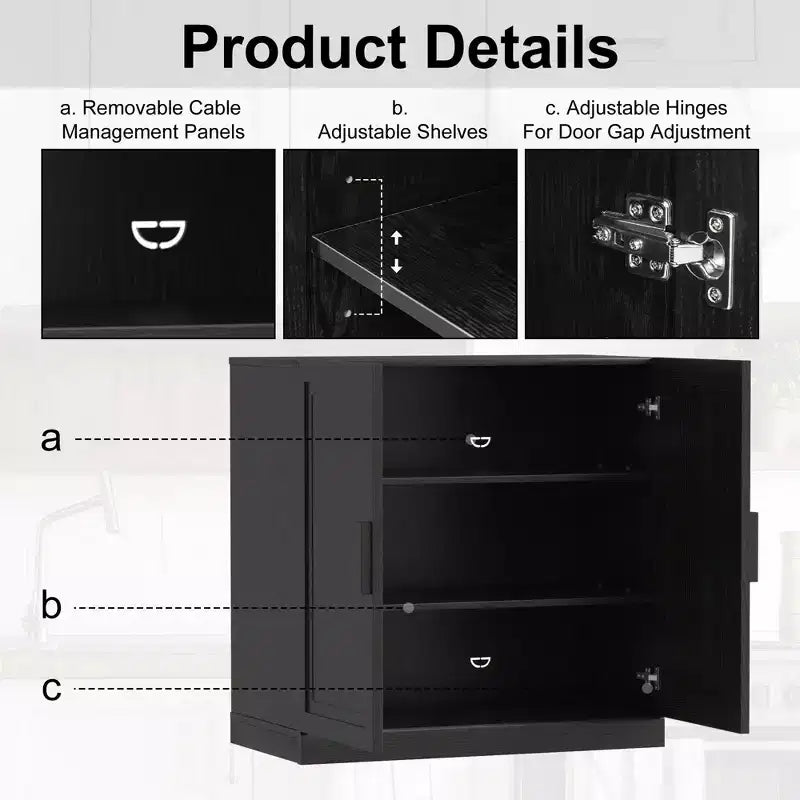 PexFix Meuble d'appoint en bois 36x31x16 avec étagères réglables, noir