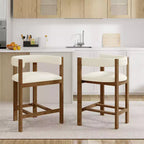 Tabouret de comptoir Christopher Knight Home Callista en bois d'hévéa rembourré avec dossier ouvert (lot de 2)