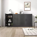 Bahut à grain de bois noir de 31x62x16, organisateur de rangement avec étagères réglables et portes en rotin pour cuisine, chambre, salon/salle à manger